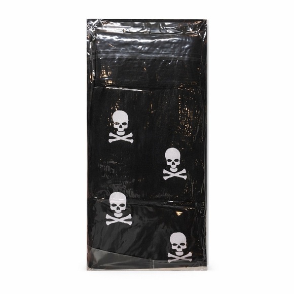 Black Skull Knee High Socks Goth Alt Grunge Y2K Punk Harajuku - Picture 5 of 6